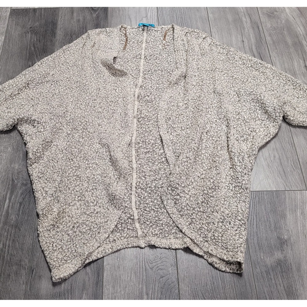 Buttons Open Front Cardigan Sweater Black White Speckled Women's One Size